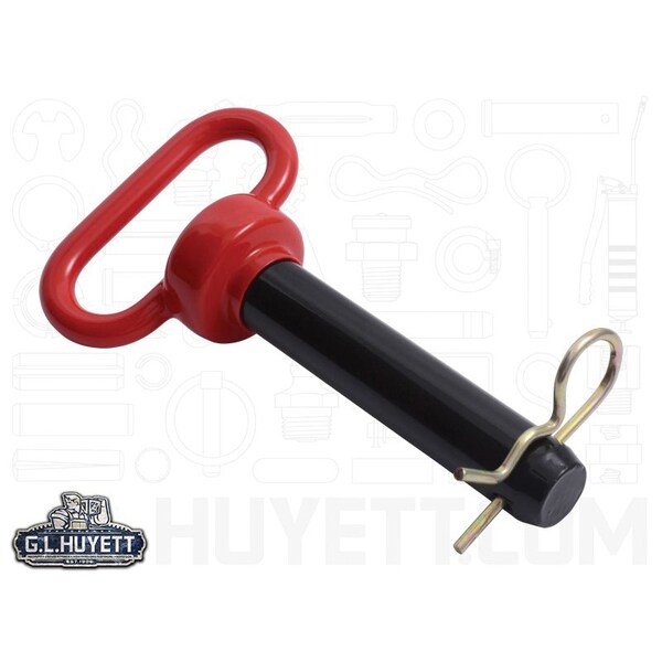 Huyett Hitch Pin, RH (Red), Black Powder Coat Med Carbon Steel, 1 Dia x 4.5 Eff L x 5.125 Shk L HPR-1000-4500 - main