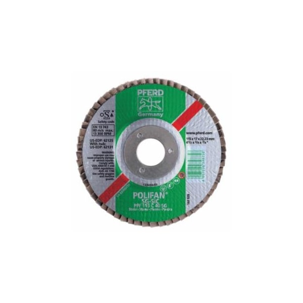 Pferd Type 27 POLIFAN SG Flap Discs, 7 in, 40 Grit, 5/8 Arbor, 8,500 rpm, Zirconia 419-62288 - main