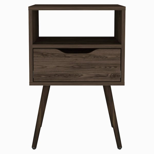 Homeroots 25" Brown Wood One Drawer Nightstand 534882 - main