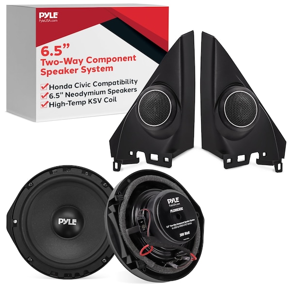 Pyle 6.5 inch Two-Way Component Speakers for Honda Civic 2006 Up, 300W Max, 4 Ohm, High-Temp KSV Voice PLCIVIC65C - main