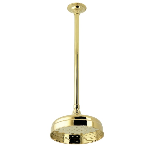 Kingston Brass 8" Round Brass Shower Head with 17" Ceiling Mounted Shower Arm, Polished Brass K124K22 - main