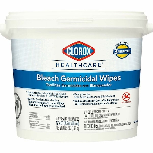 Clorox 30358 Germicidal Wipes- 12 x 12- White- 110/Canister 30358 - main