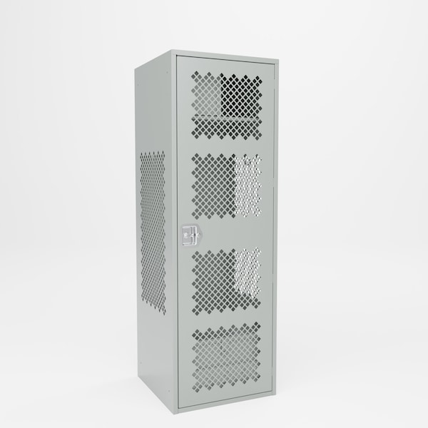 Pucel Athletic Gear Locker, 24 in W x 72 in H x 24 in D, Perforated Door, Top Cabinet, Foot Locker, Gray GL-2472-24-DTF - main