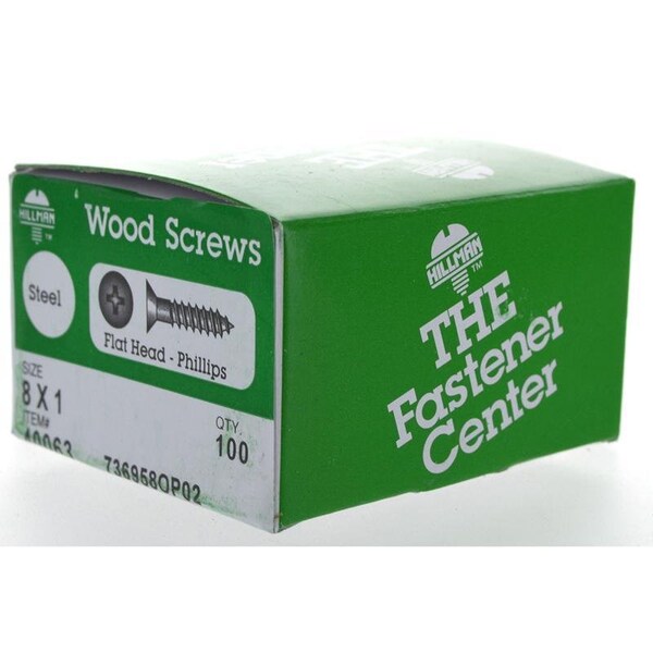 Hillman No. 8 Ga. X 1 in. L Phillips Zinc-Plated Coarse Wood Screws, 100PK 40063 - main