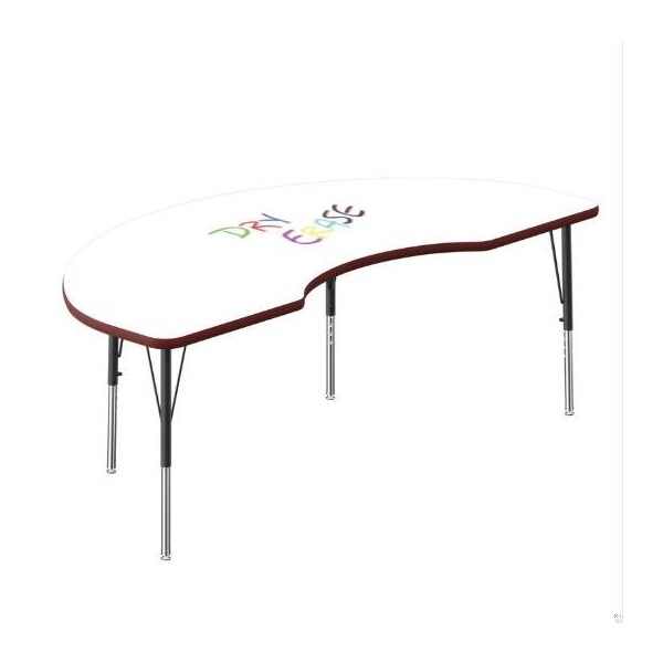 Correll Kidney Dry Erase Activity Table, 72 in W, 36 in L, 19 in to 29 in H, Particleboard, Frosty White A3672DE-KID-80-09-35 - main