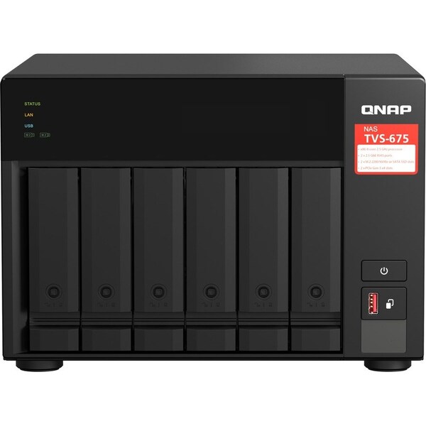 Qnap DESKTOP 8-BAY NAS/ISCSI IP-SAN, ZHAOXIN KX-U6580 8C 2.5GHZ, 8GB RAM, TWO 2. TVS-675-8G-US - main