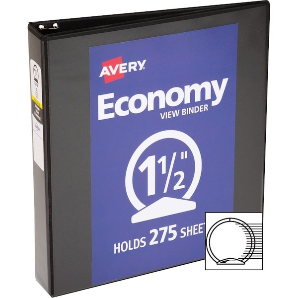 Zoro Select 1-1/2" Round Economy Binder, Black, 11 x 8.5 AVE05725 - main
