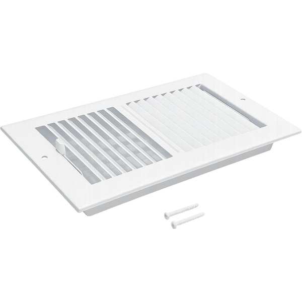 Sierra Grates 8 in. H X 12 in. W 2-Way 45 Degree Louvered, Steel, White Sidewall / Ceiling Register TWC812-WHT - main