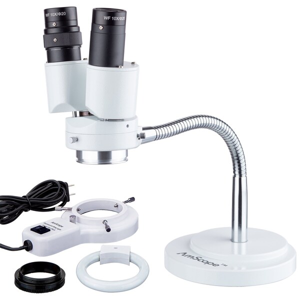 Amscope 8x Binocular - Gooseneck Arm Stereo Microscope With 8W Flourescent Ring Light SE508-FRL - main