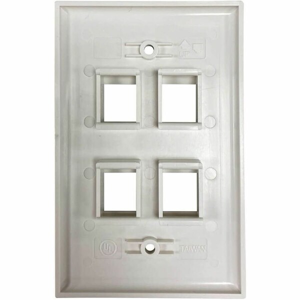 Eaton Tripp Lite Series Safe-IT 4-Port Single-Gang Keystone Wall Plate, Antibacterial, Ivory Gloss, TAA N042AB-004-IVG - main