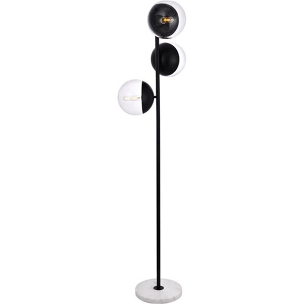 Living District 65.5 in. Eclipse 3 Light Floor Lamp Portable Light with Clear Glass, Black LD6159BK - main