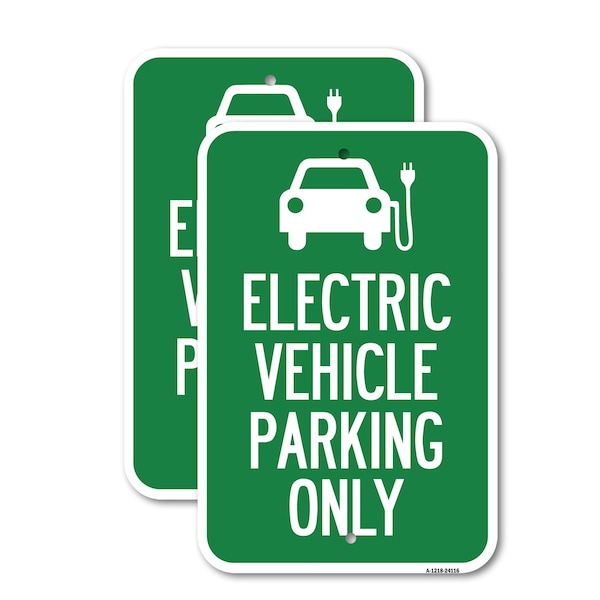 Signmission Electric Vehicle Parking Only With Graphic 2, 12'' X 18'' 2 Signs, Heavy Gauge Aluminum, 2PK A-1218-2PACK-24116 - main