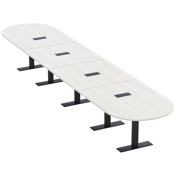 Skutchi Designs 20 Person Conference Table With Power Unit | 20' Racetrack Table | Harmony Series HAR-RAC-48X240-T.BK-WA7976-EBLK - main