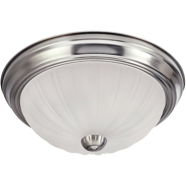 Home Impressions 13'' Brushed Nickel Incandescent Flush Mount Ceiling Light Fixture with Frosted Melon Glass IFM313BN - main