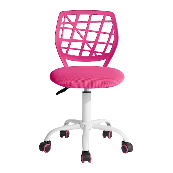 Homeroots Pink and White Adjustable Height Swivel Rolling Office Chair 719265 - main