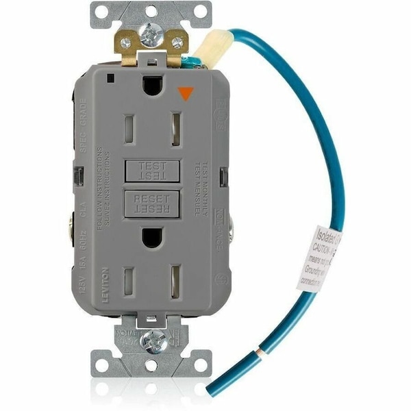 Leviton SmartlockPro GFCI 15A IG TR/PI Gray GFTR1-IGG - main
