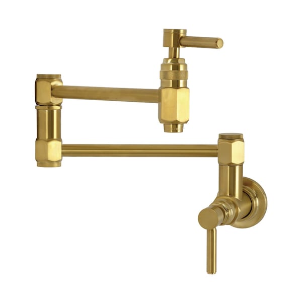 Kingston Brass Wall Mount Pot Filler Faucet, Brushed Brass KS5107DL - main