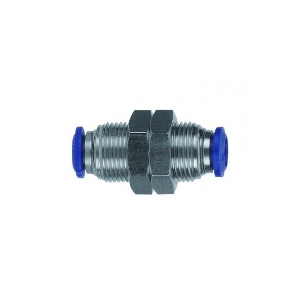 Usa Industrials Push to Connect Tube Fitting, Nickel Plated Brass w/ Plastic Release Ring, Bulkhead Union, ZUSA-TF-PTC-NPBR-476 - main