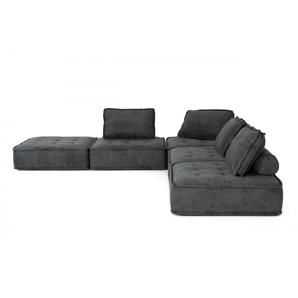 Homeroots Modern Charcoal Gray Floor Pillow Modular Sectional Sofa 473574 - main