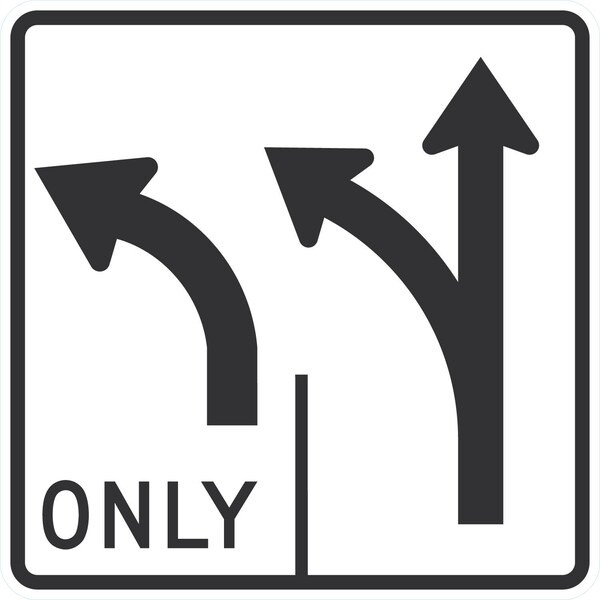 Lyle R3-8L, Lane Control (Left Arrow) Only (Comb Left & Up Arrow), 30x30, High Intensity Prismatic, White G-15592-HI_30x30 - main