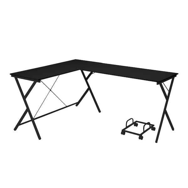Homeroots 62" Black L Shape Computer Desk 491519 - main