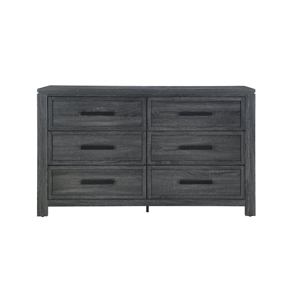 Homeroots 59" Dark Gray Wood Six Drawer Double Dresser 564672 - main