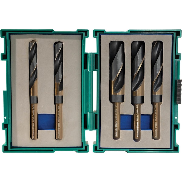 Grizzly Pro 5 Pc. M35 Cobalt Silver & Deming Drill Bit Set T31987 - main
