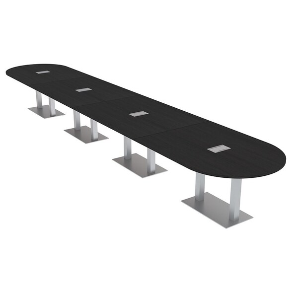 Skutchi Designs Racetrack Conference Table With Power, 48 in W, 240 in L, Black HAR-RAC-48X240-DOU-U999ST19-ESIL - main