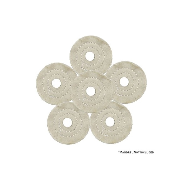 Renegade Products Usa Mini Buffing Wheels, 1/2" Arbor Hole, UBM Mini Buff Pack, 40-Ply, 1/2" Thick, 2 Inch, 6PK FCV2X40P60UBM-1/2AH-6PK - main