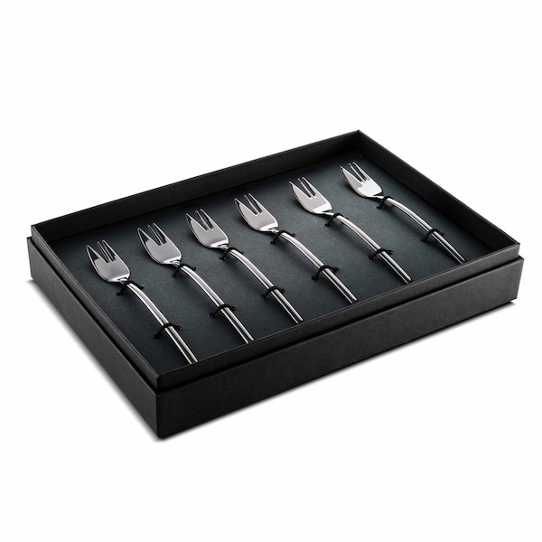 Mepra Due Cake Forks Gift Box Set - 6 Pieces - Black Gold 108644115 - main