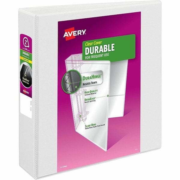 Avery Binder, Durable View, Slant Rings, 2", White 17032 - main