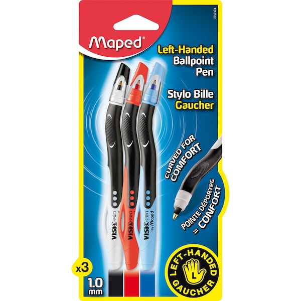 Maped Visio Left-Handed Pen, Assorted Colors, 3PK 224324 - main