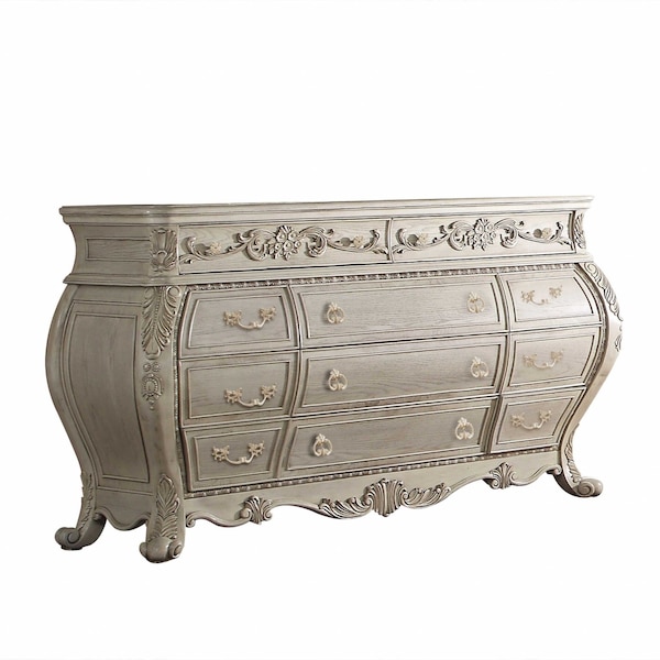 Homeroots 23" Off White Solid Wood Nine Drawer Double Dresser 347135 - main