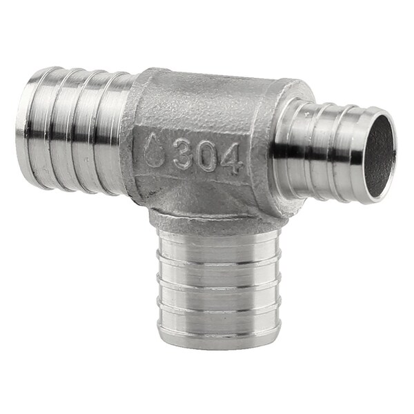 Plumbeeze 1 in. PEX X 3/4 in. D PEX Stainless Steel Tee PE-PS-T100710 - main
