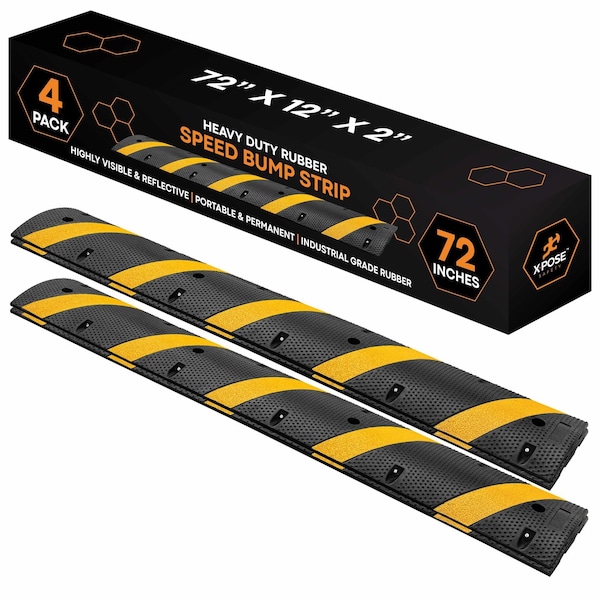Xpose Safety Rubber Speed Bump 72inL x 12inW x 2inH, 4PK RSH-6-4-X - main