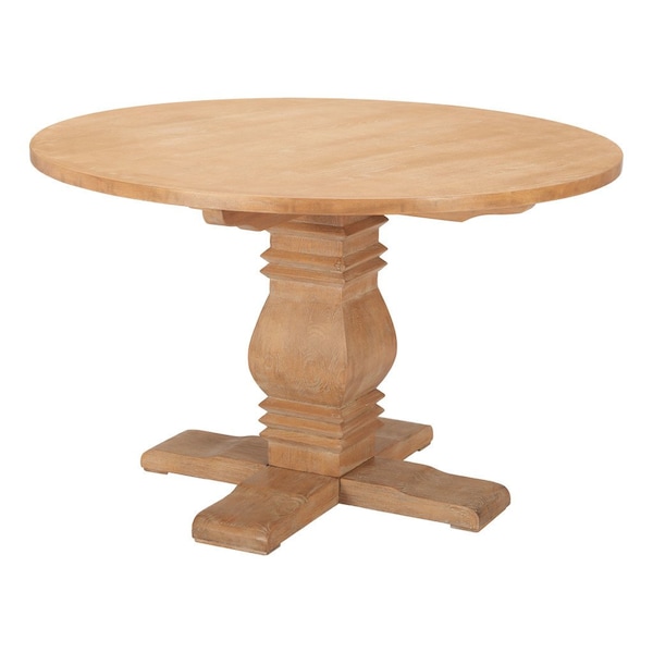 Homeroots 48" Brown Solid Wood Pedestal Base Round Top Dining Table 643962 - main