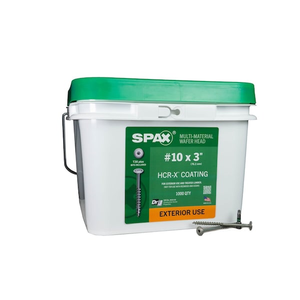 Spax #10 x 3 in Exterior Wood Deck Screws Construction Wafer Head T-Star Plus Bulk Pail, 1000PK 3281670500750 - main