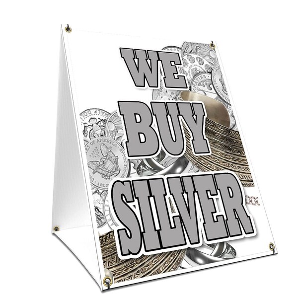 Signmission We Buy Silver, 36 Inch x 24 Inch A-frame Yard Sign, Plastic Sign SBC-2436-We Buy Silver - main