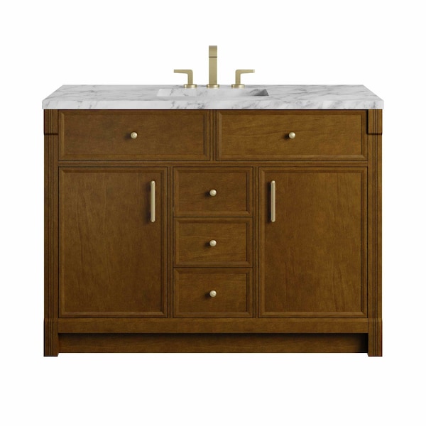 James Martin Vanities Bellshire 48" Single Vanity, Honey Oak w/ 3 CM Carrara Marble Top 660-V48-HNO-3CAR - main