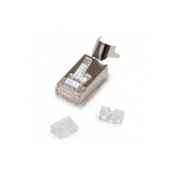 Cable Wholesale Platinum Tools Shielded External Ground Cat6a RJ45 Crimp Connectors for Solid/Stranded Cable 106240 - main