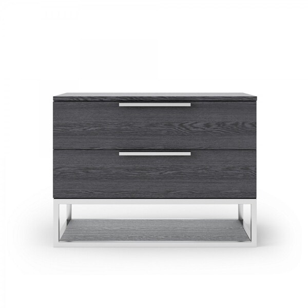 Homeroots 22" Gray Two Drawers Solid Wood Nightstand 473041 - main