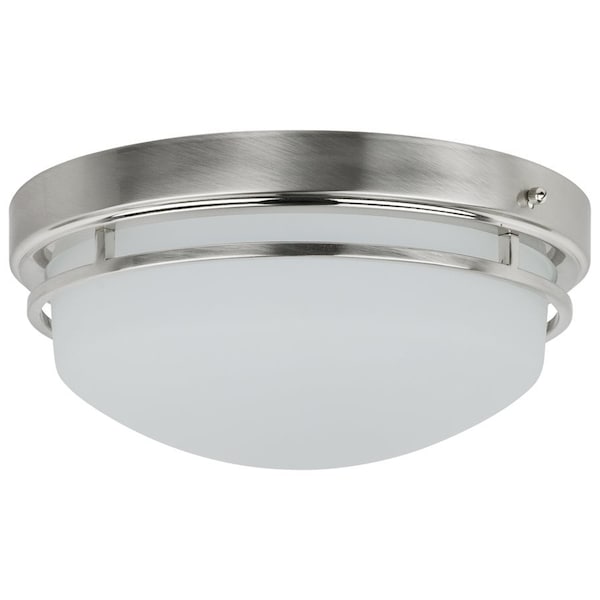 Sunlite 15" LED Dome Ceiling Light Fixture, 23W (100W=) 1380 Lmn Dimmable Brushed Nickel Glass Shade 49055-SU - main