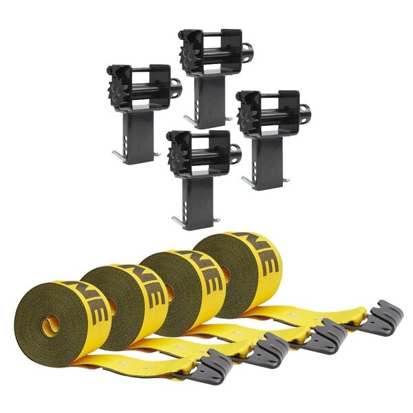 Mytee Products Stake Pocket Winch With Kinedyne 4in x 30ft Winch Strap with Flat Hook SPWINCH-WS430K-KIT - main