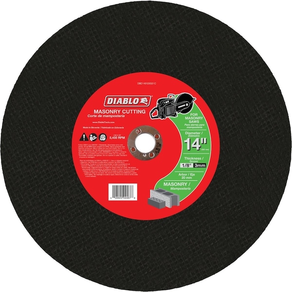 Diablo Type 1 14'' x 1/8'' x 20 mm Masonry Cut-Off Wheel DBD140125G01C - main