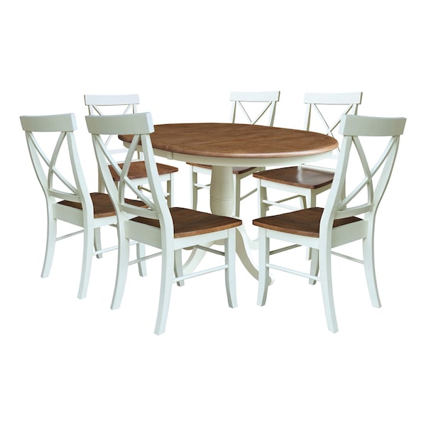Whitewood Industries Rectangular Extension Dining Table W/ 6 Chairs, 36 in W, 29.3 in L, 48 in H, Parawood, 7 K79-36RXT-C613-6 - main