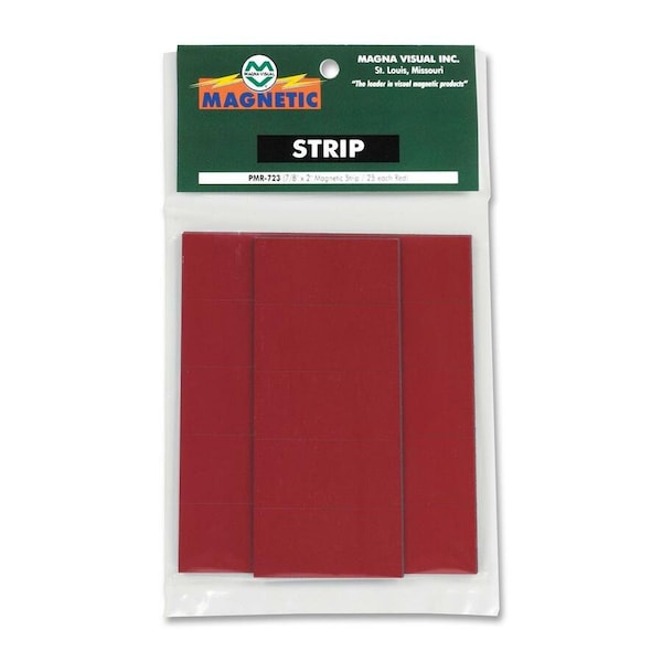 Magna Visual Magnetic Strips, Pre-Cut, 2 in., Red, PK25 PMR-723 - main