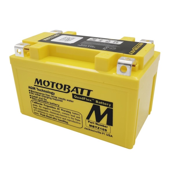 Motobatt 8.6Ah 190 CCA AGM Powersports Battery replaces YTZ10S MBTZ10S - main