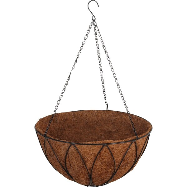 Best Garden 16'' Steel Rod Black Powder Coat Hanging Plant Basket HB1326-16 - main
