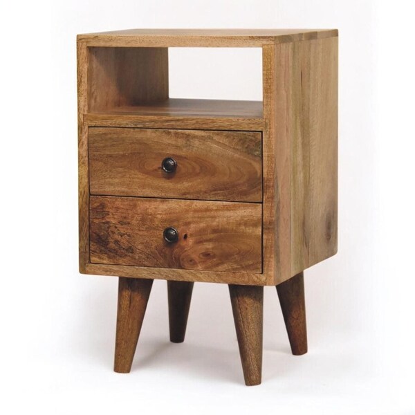 Homeroots 20" Oak Solid Wood Two Drawer Nightstand 722533 - main