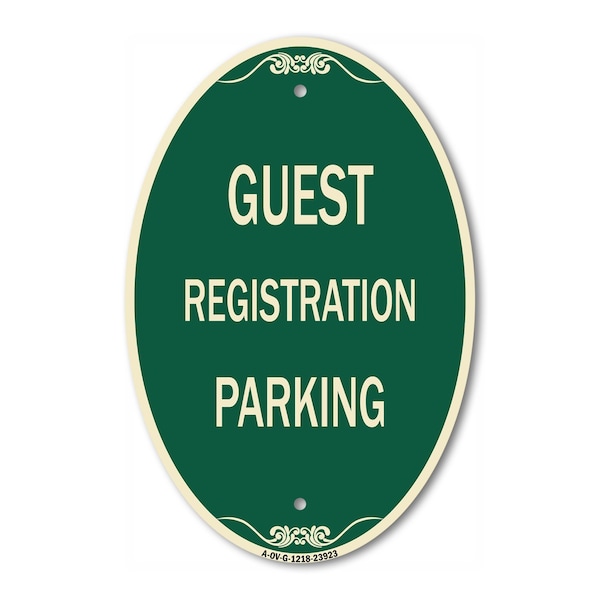Signmission Guest Registration Parking, 12 Inch X 18 Inch Architectural Oval, Heavy Gauge Aluminum A-OV-G-1218-23923 - main